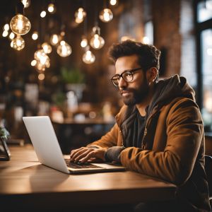 homme travaillant dans un cyber café
