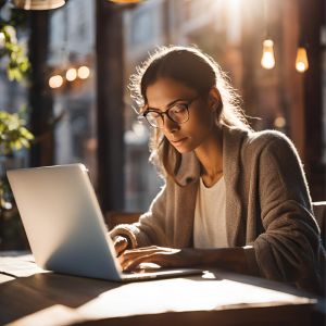 femme travaillant devant son laptop